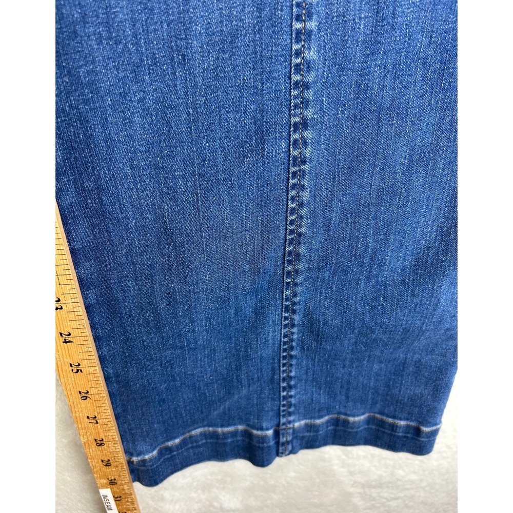 Vintage Spanx Wide Leg Jeans Womens L Indigo Blue Denim Seamed Front Pull On - Picture 11 of 14